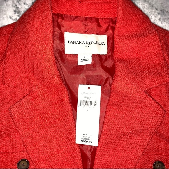 Banana Republic Red-Orange Linen Blend Blazer Jacket 2 - Picture 7 of 14